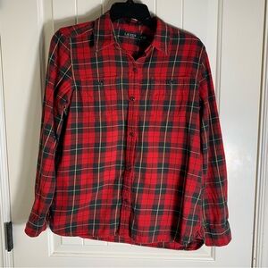 Lauren Ralph Lauren Red and Black Plaid Flannel Shirt 100% Cotton